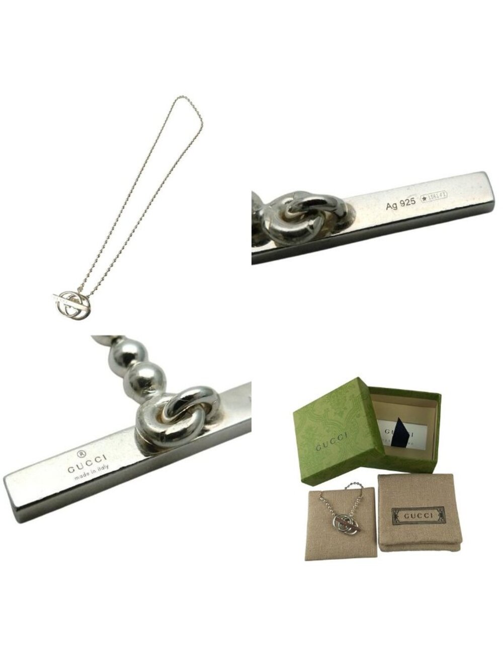 Gucci Necklace Interlocking Ball Chain Silver Choker - Picture 8 of 8